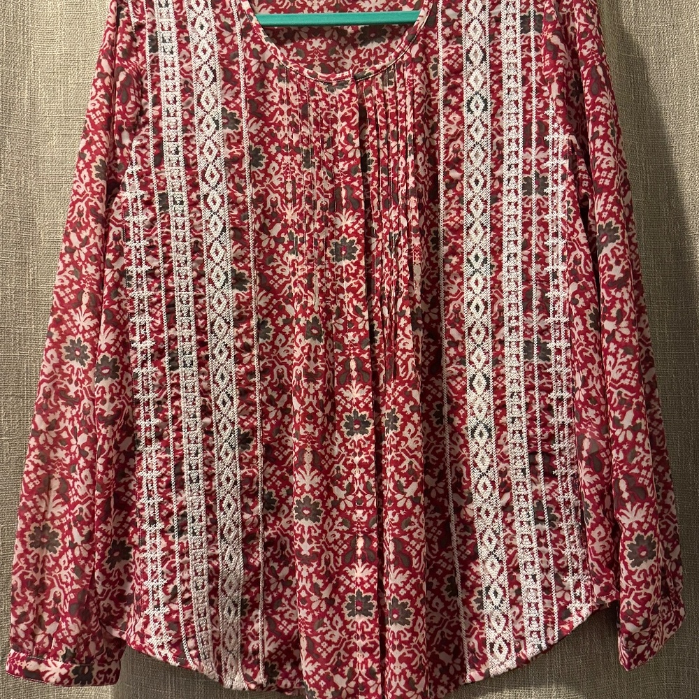 Lucky Brand | Red Long Sleeve Blouse | Size L